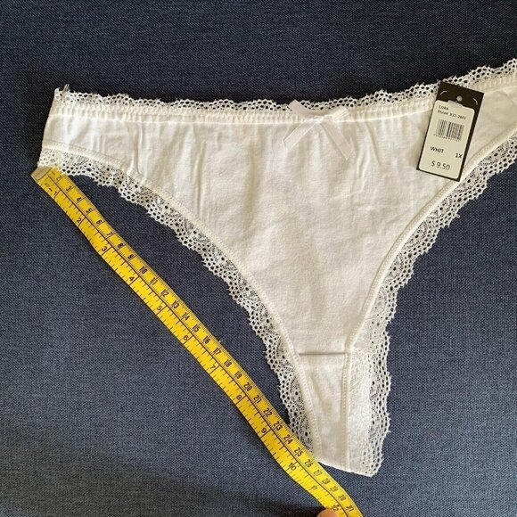 Frederick's of Hollywood Cora Cotton Lace Thong White 1X NWT - Picture 5 of 10